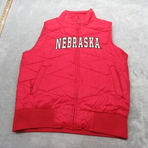 Nebraska Cornhuskers Vest Womens Medium Colosseum Red Full Zip Quilted Puff READ